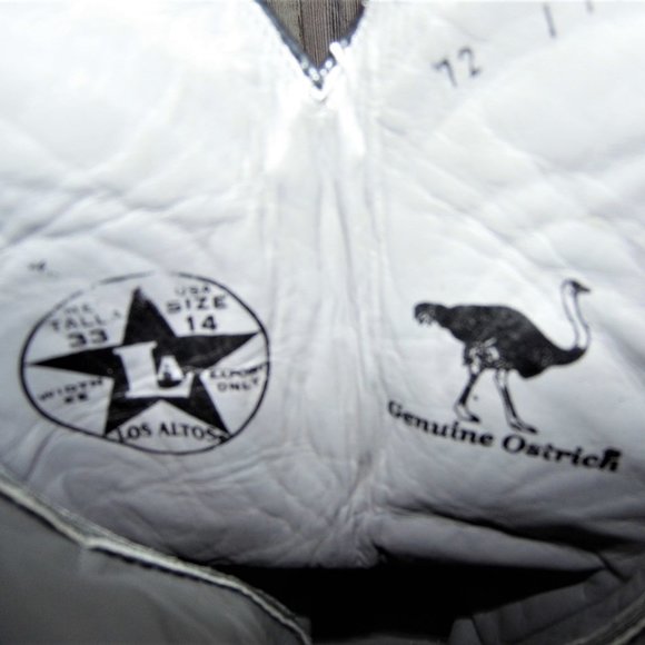 LOS ALTOS Exotic Ostrich Black Boots Mens Size 14 - Picture 9 of 9